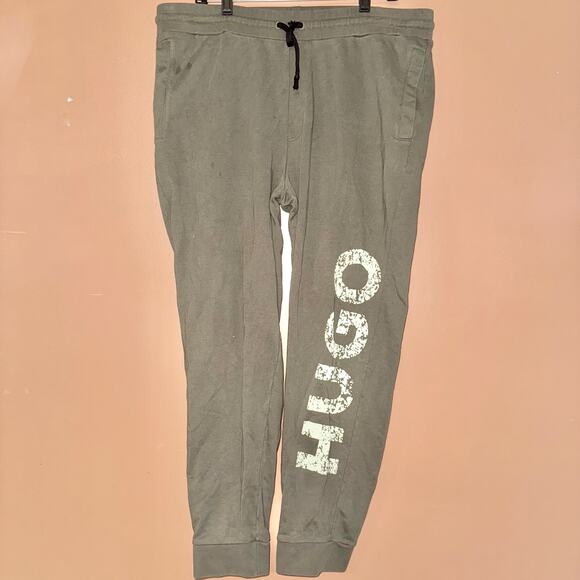 Hugo Boss Devoc Big Logo Cotton Jogger Pants Sweatpants Olive Green - Size XXL - Picture 1 of 7
